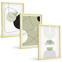 BILDER SET 3er Set - 40x60 cm Goldrahmen - Abstrakte Formen und Farben - Goldfarben, Kunststoff (40/60cm) - TULUP