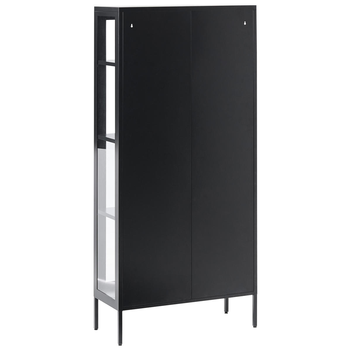 VITRINE Metall schwarz 4 Fächer 176 cm Harty - Schwarz, Metall (80/176/35cm) - Beliani