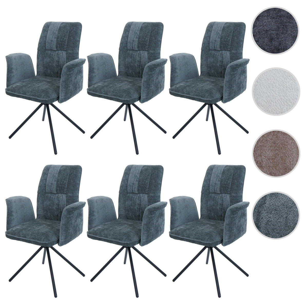 ESSZIMMERSTUHL Blau 6er-Set - Blau, Textil (70/94/60cm) - MCW