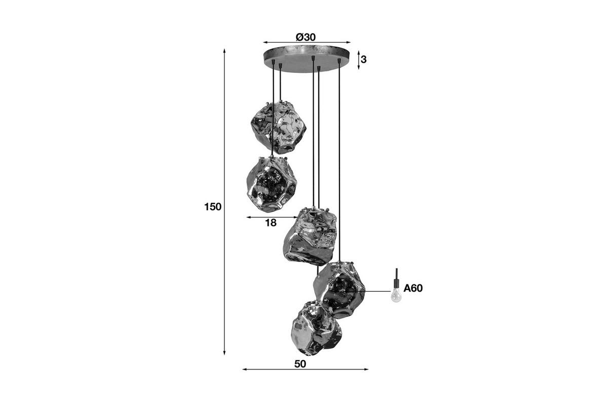 HÄNGELAMPE EDESSA Silber Glas - Silberfarben, Glas (50/50/150cm) - KAWOLA