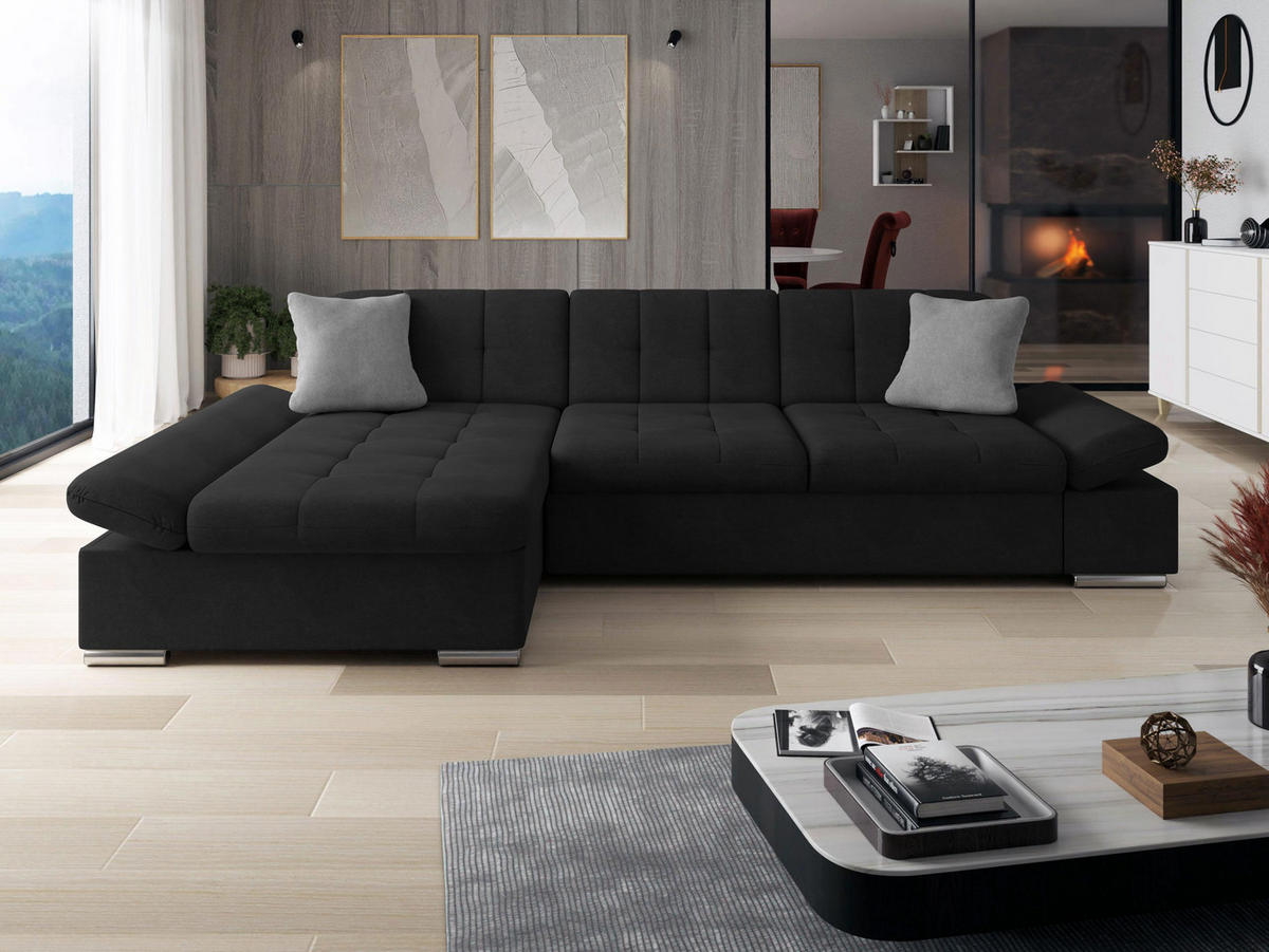 ECKSOFA Malwi, Seite: Links - Schwarz, Holz/Textil (278/161cm) - MIRJAN24