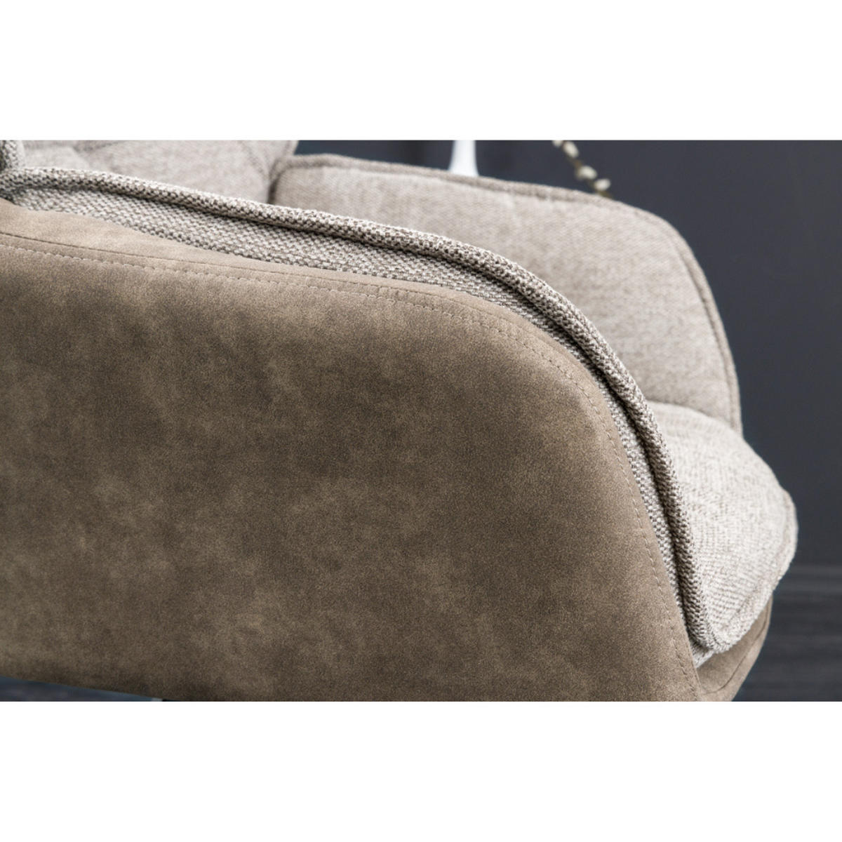 STUHL MR. LOUNGER Microfaser Taupe - Taupe/Schwarz, Textil/Metall (63/85/62cm) - riess-ambiente