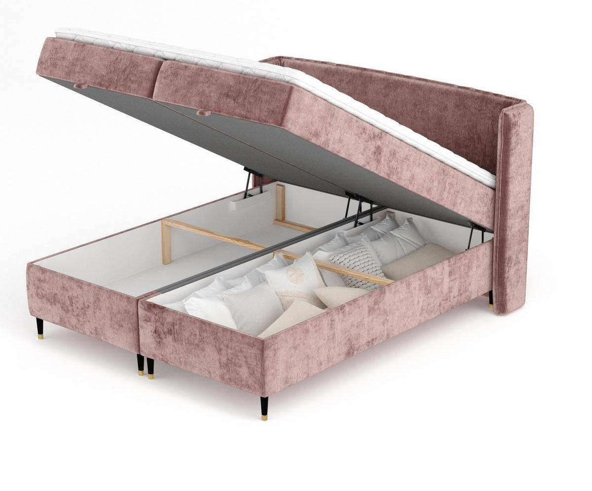BOXBETT Monpelli Rosa 180/200 cm mit Matratze und Topper - Pink/Schwarz, Holz/Holzwerkstoff (180/200cm) - Maison de Reve
