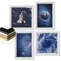 WANDBILDER 4er-Set - 50x50 cm & 40x60 cm Weißer Rahmen - Erde Weltraumsturm Galaxie - Weiß, Kunststoff (50/50cm) - ArtPrintCave