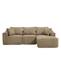 ECKSOFA 257/90-160/62 cm khaki aus Cord mit Chaiselongue - Sandfarben, Textil (160/257cm) - OKMYHOME