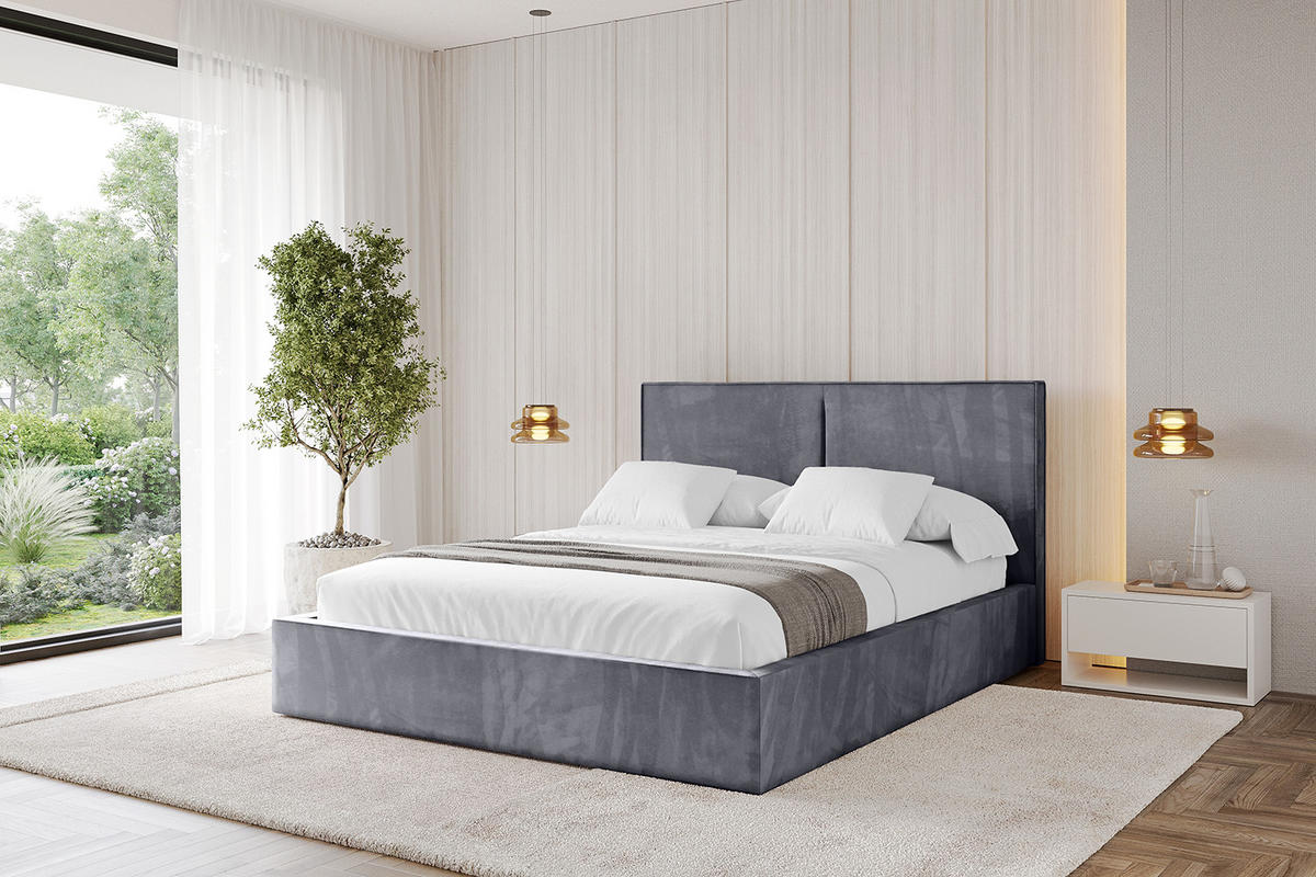 POLSTERBETT mit Bettkasten und Lattenrost, Bett mit Matratze H3/H4 - VANTO 180x200 Dunkelgrau - Dunkelgrau, Holzwerkstoff/Textil (180/200cm) - ALTDECOR