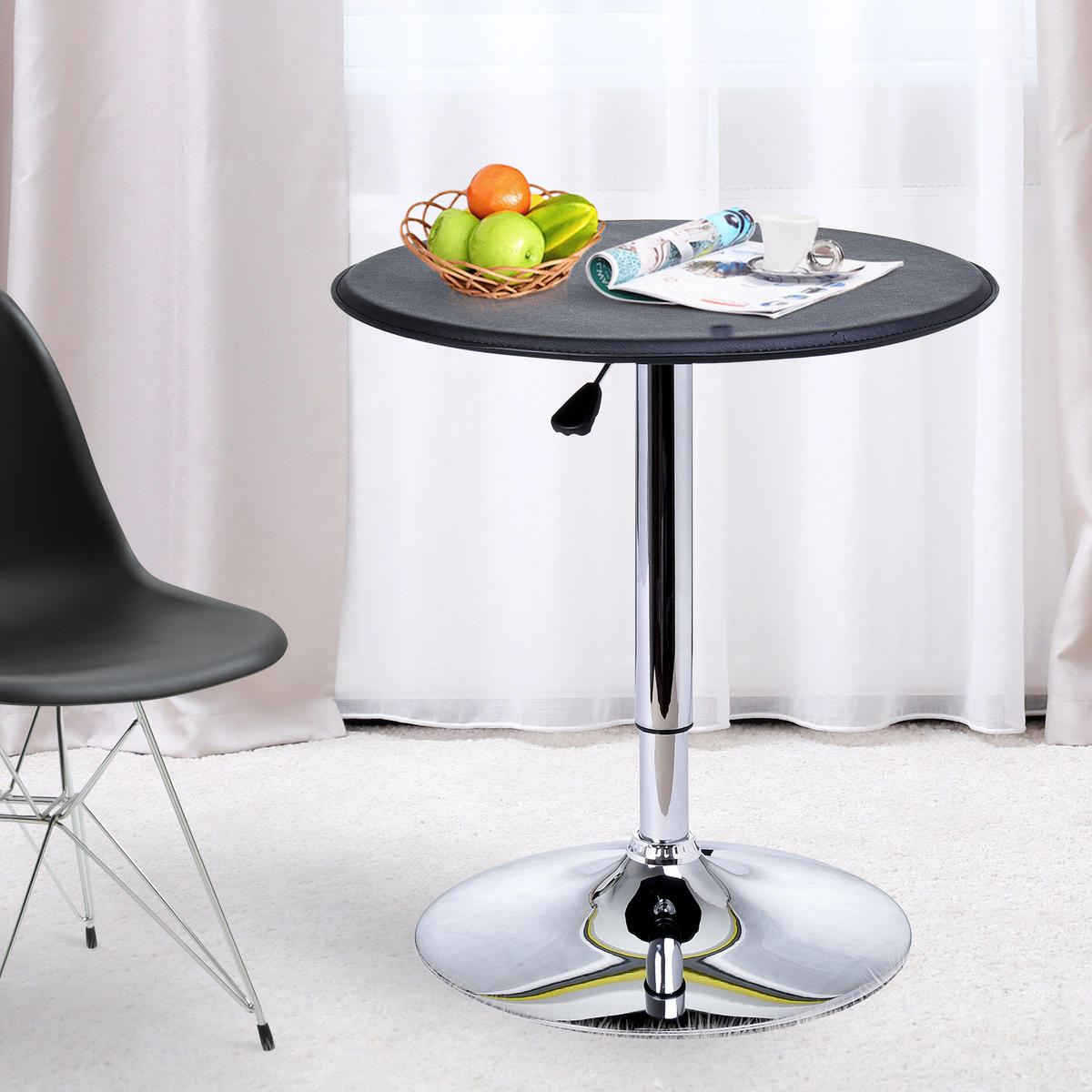 BARTISCH Esstisch Stehtisch Tresentisch für Wohnzimmer, Esszimmer, Schwarz - Schwarz, Metall (63/93/63cm) - HOMCOM