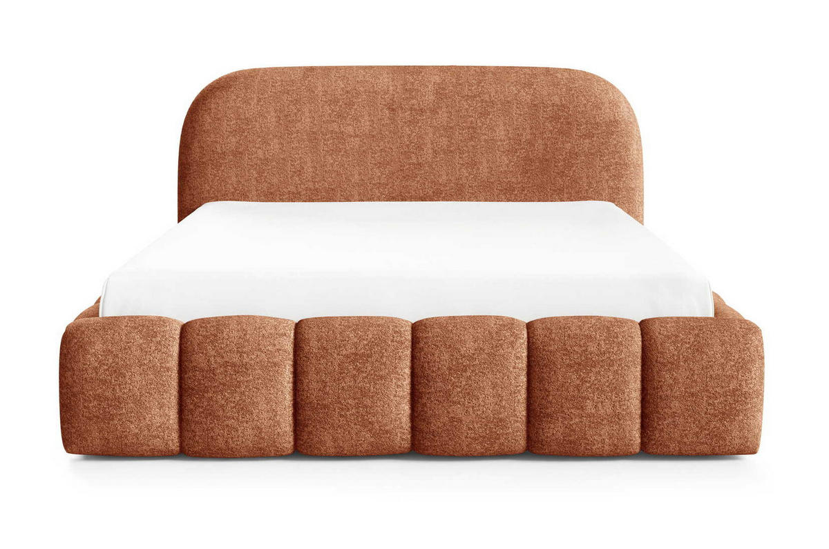 POLSTERBETT 200x200 Noemi, runde Kopfteil, Bettkasten, Samtstoff, Orange - Orange, Holz/Textil (200/200cm) - Emporius
