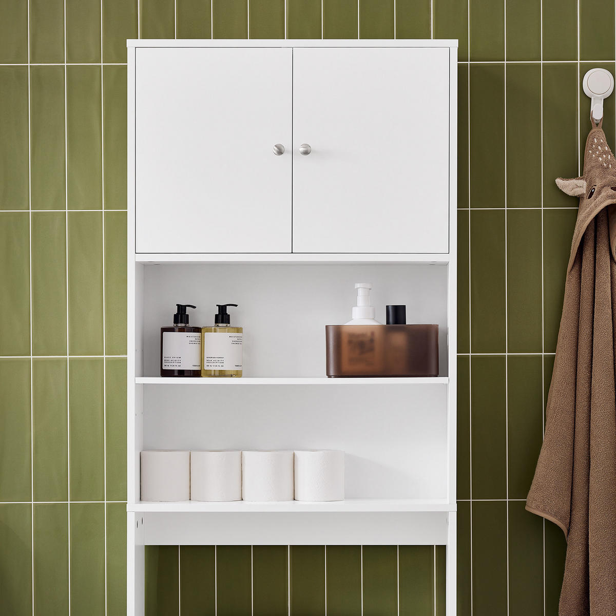 WASCHMASCHINENSCHRANK Weiß - Weiß, Holzwerkstoff (65/182/20cm) - SoBuy