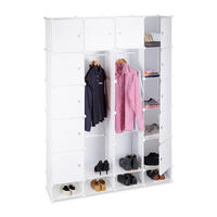 KLEIDERSCHRANK Stecksystem - Weiß, Kunststoff/Metall (145/198/36.5cm) - Relaxdays