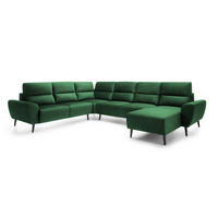 ECKSOFA BOSCO U-Form, Monolith-Stoff, freistehend, mit verstellbaren Kopfstützen, Sofa für Familien, Größe: 340x270x98cm, Farbe: Grün - Grün, Holz/Textil (340/270cm) - DomoHome