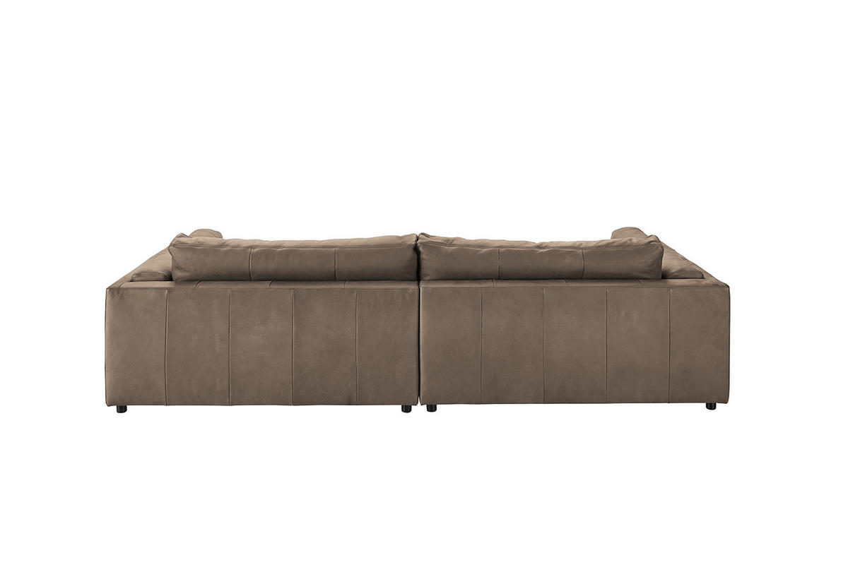 BIG SOFA RAINA Taupe Leder - Taupe/Schwarz, Leder/Kunststoff (294/85/150cm) - KAWOLA