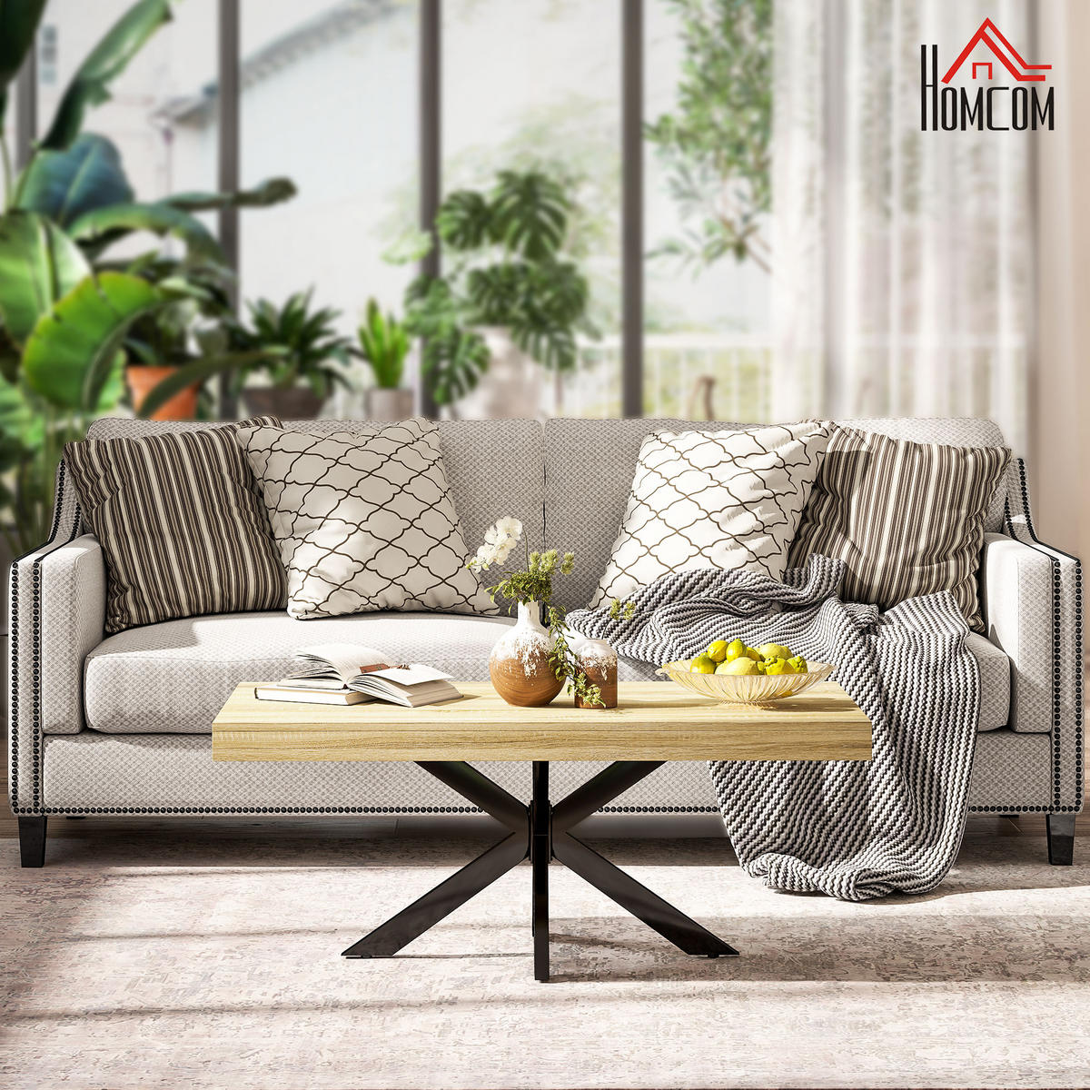 COUCHTISCH DE-15761 industrieller Stil Holzfarbe - Naturfarben, Holzwerkstoff (110/60/45cm) - ComfortXL