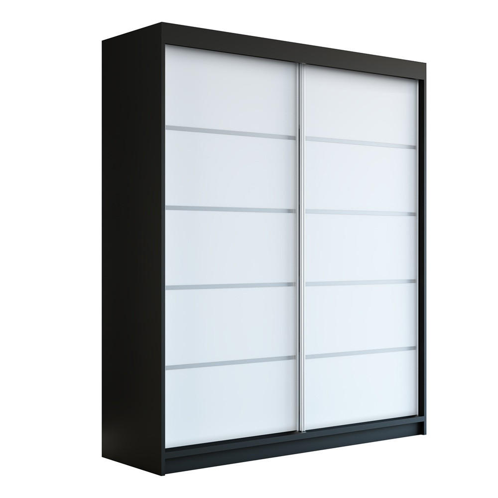 SCHWEBETÜRENSCHRANK 180 CM TREND Farbe: Schwarz , weiß , weiß - Schwarz/Weiß, Holzwerkstoff (180/215/59.5cm) - A&J MöbelLand