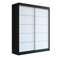 SCHWEBETÜRENSCHRANK 180 CM TREND Farbe: Schwarz , weiß , weiß - Schwarz/Weiß, Holzwerkstoff (180/215/59.5cm) - A&J MöbelLand