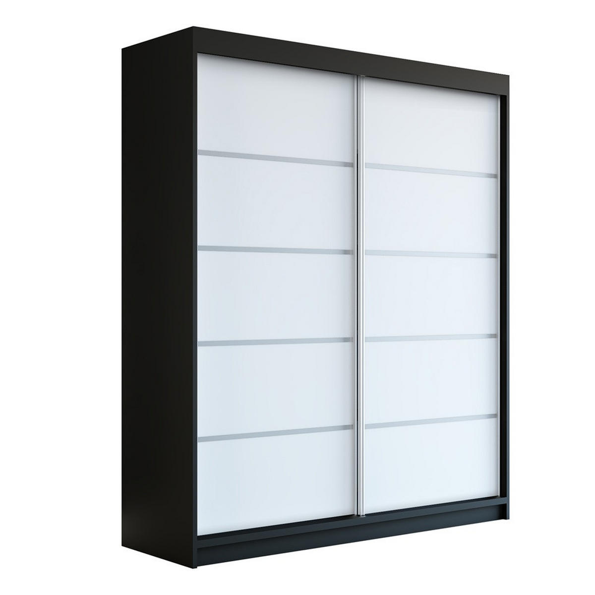 SCHWEBETÜRENSCHRANK 180 CM TREND Farbe: Schwarz , weiß , weiß - Schwarz/Weiß, Holzwerkstoff (180/215/59.5cm) - A&J MöbelLand