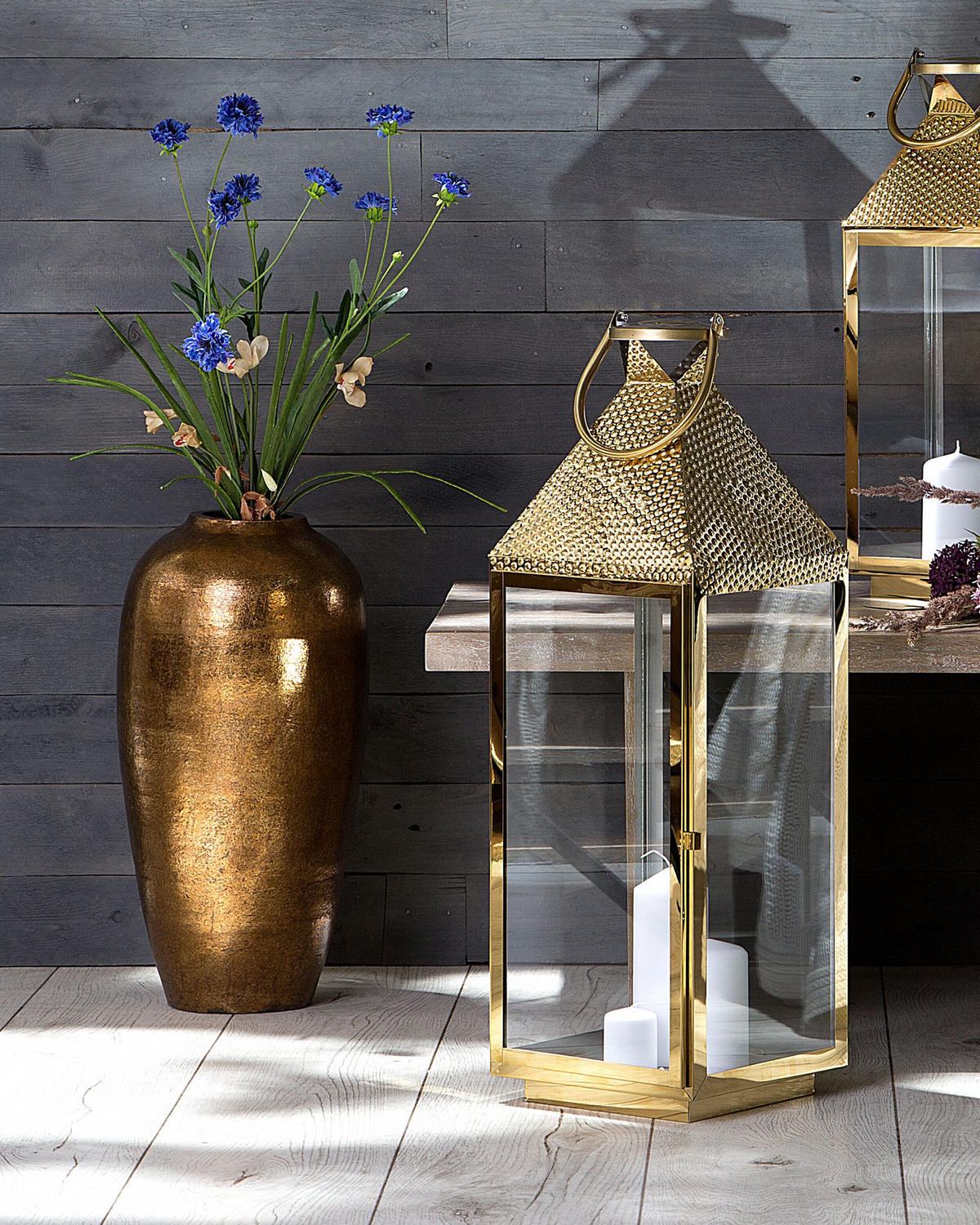 DEKOVASE Terrakotta gold Lorca - Kupferfarben, Stein (48cm) - Beliani