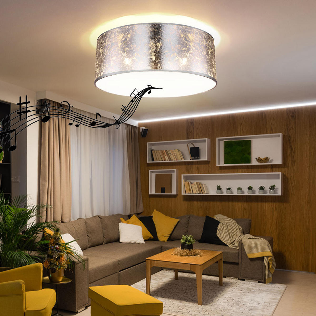 LED DECKENLEUCHTE AMY I Silber Textil - Silberfarben, Metall (40/40/17.5cm) - Globo Lighting