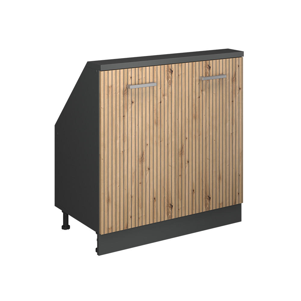 Vicco Küchenschrank Eiche Artisan, Anthrazit 80x83.8x46 cm