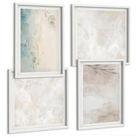 BILDER SET 4er Set - 50x50 cm & 40x60 cm Weißer Rahmen - Aquarellmalerei-Textur - Weiß, Kunststoff (50/50cm) - TULUP