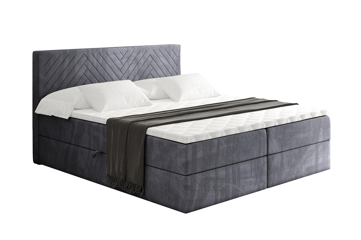BOXBETT mit Matratze H3 und Lattenrost - VEXA - 140x200 - Dunkelgrau Casablanca - Dunkelgrau, Holzwerkstoff/Kunststoff (140/200cm) - ALTDECOR