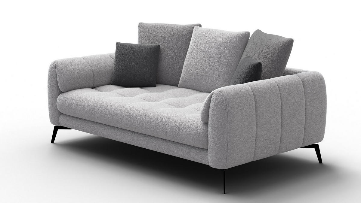 SOFA CALME 2,5-Sitzer, hellgrau und dunkelgrau - Hellgrau, Holz/Textil (199/92/108cm) - Courtois Laville