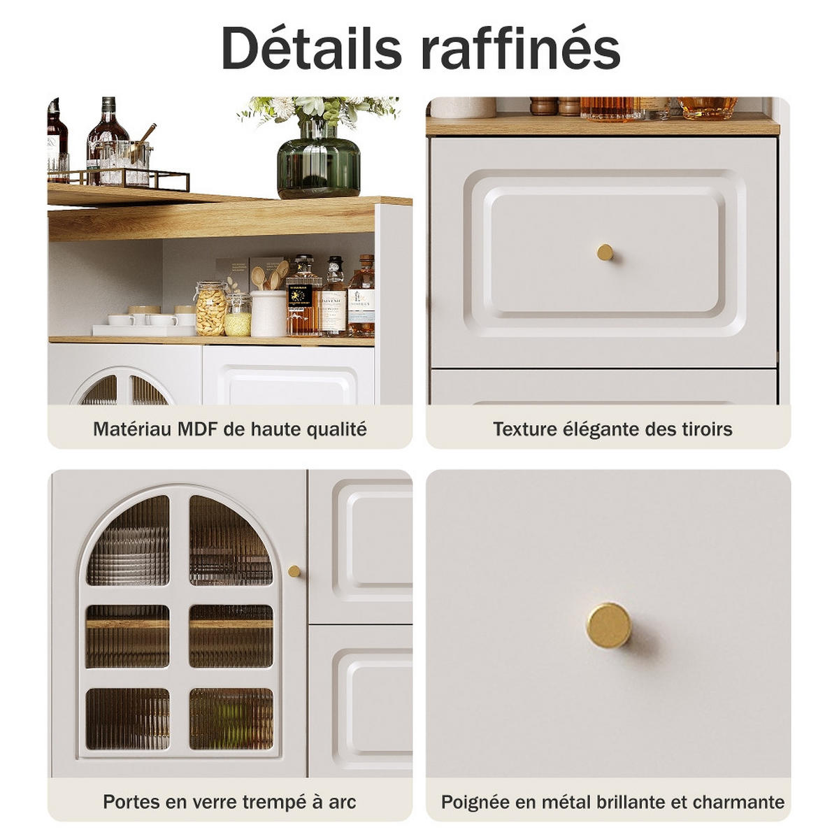KÜCHENINSEL DREHBARE ESSBAR Ausziehbarer Stehtisch, MDF/Glas, Weiß, Wohnzimmer/Esszimmer, 138-204/39/104 cm - Weiß, Kunststoff (39/104/138cm) - Rolipo