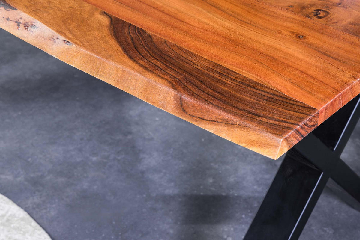ESSTISCH MAMMUT NATURE Akazie 180cm - Schwarz/Braun, Holz/Metall (90/180/77cm) - riess-ambiente