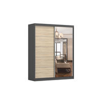 SCHIEBETÜRENSCHRANK - Tess 03 Graphit + Sonoma - Graphitfarben/Sonoma Eiche, Holzwerkstoff/Metall (183/218/61cm) - Möblo