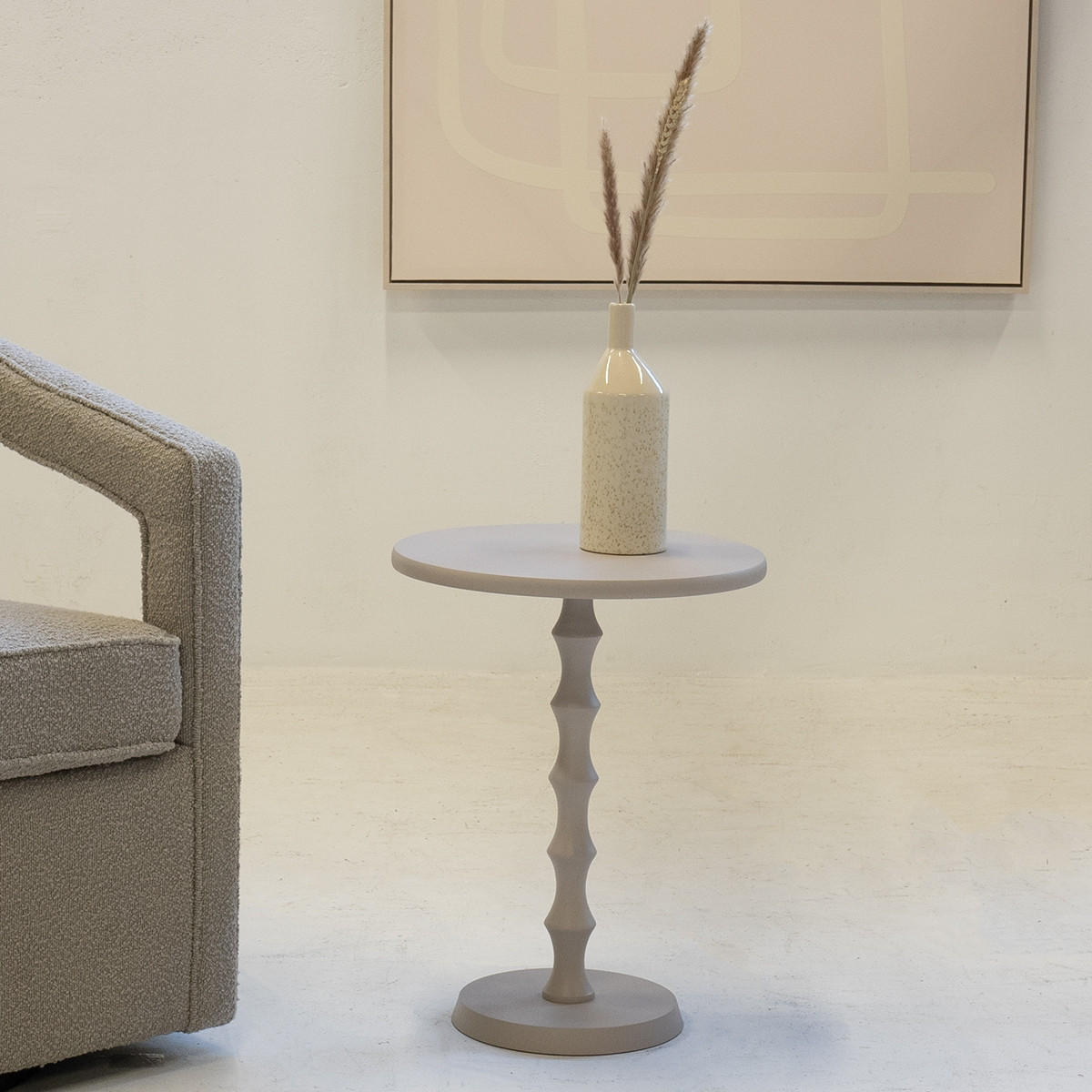 BEISTELLTISCH rund aus Aluminium 40cm, beige - Beige, Metall (40/40/52cm) - Giga Meubel