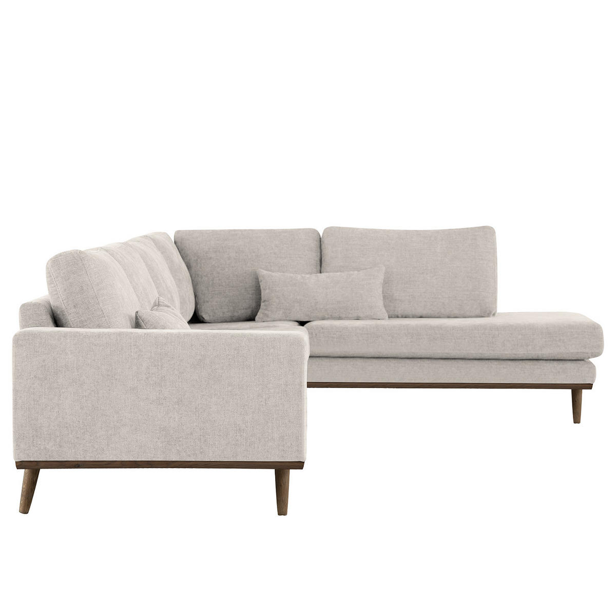 ECKSOFA mit Ottomane - Eichefarben/Grau, Eichenholz/Textil (287/219cm) - home24