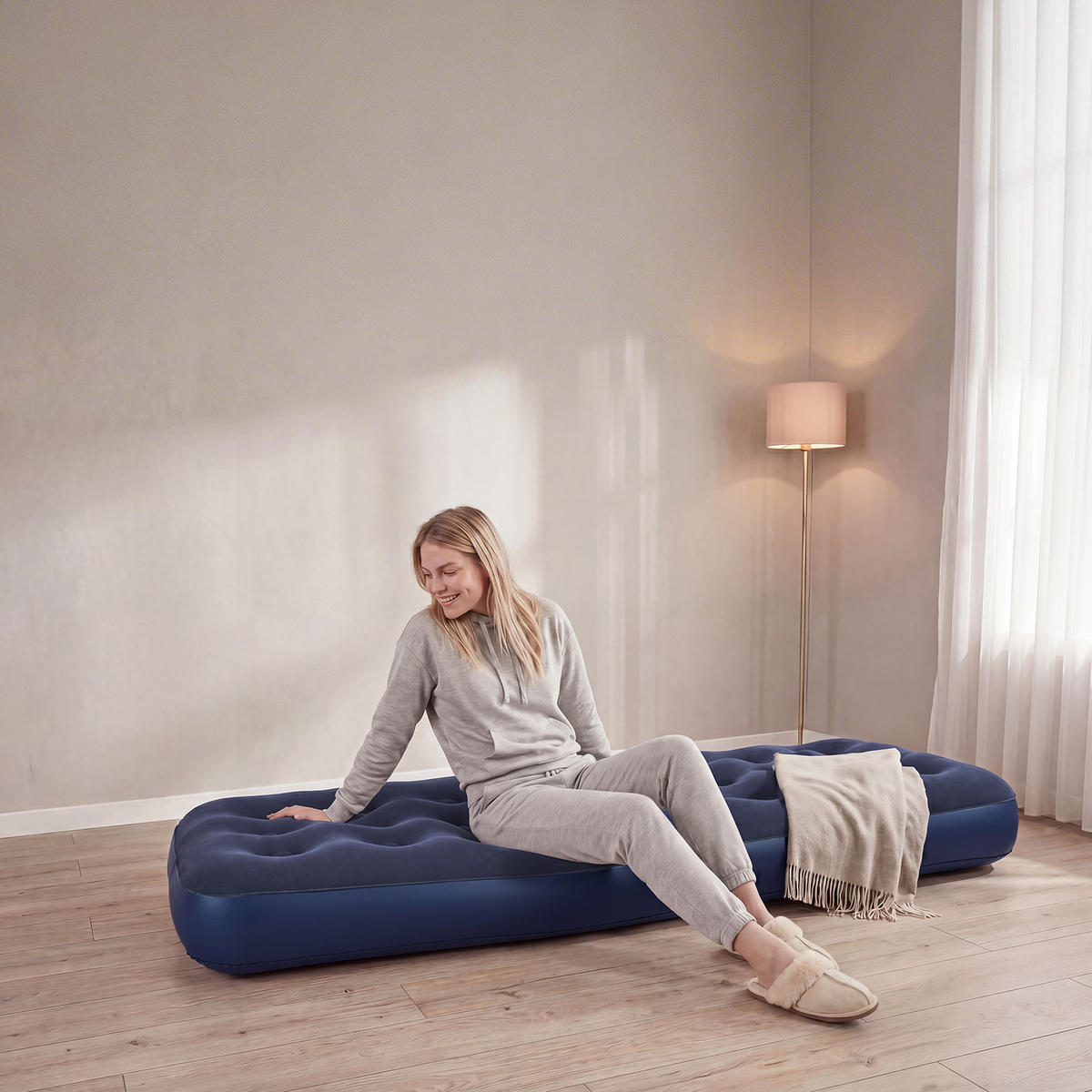 LUFTBETT mit integrierter Kopfstütze OGS32-II-HG-P01 - Ahornfarben, Fell (76/191cm) - SoBuy