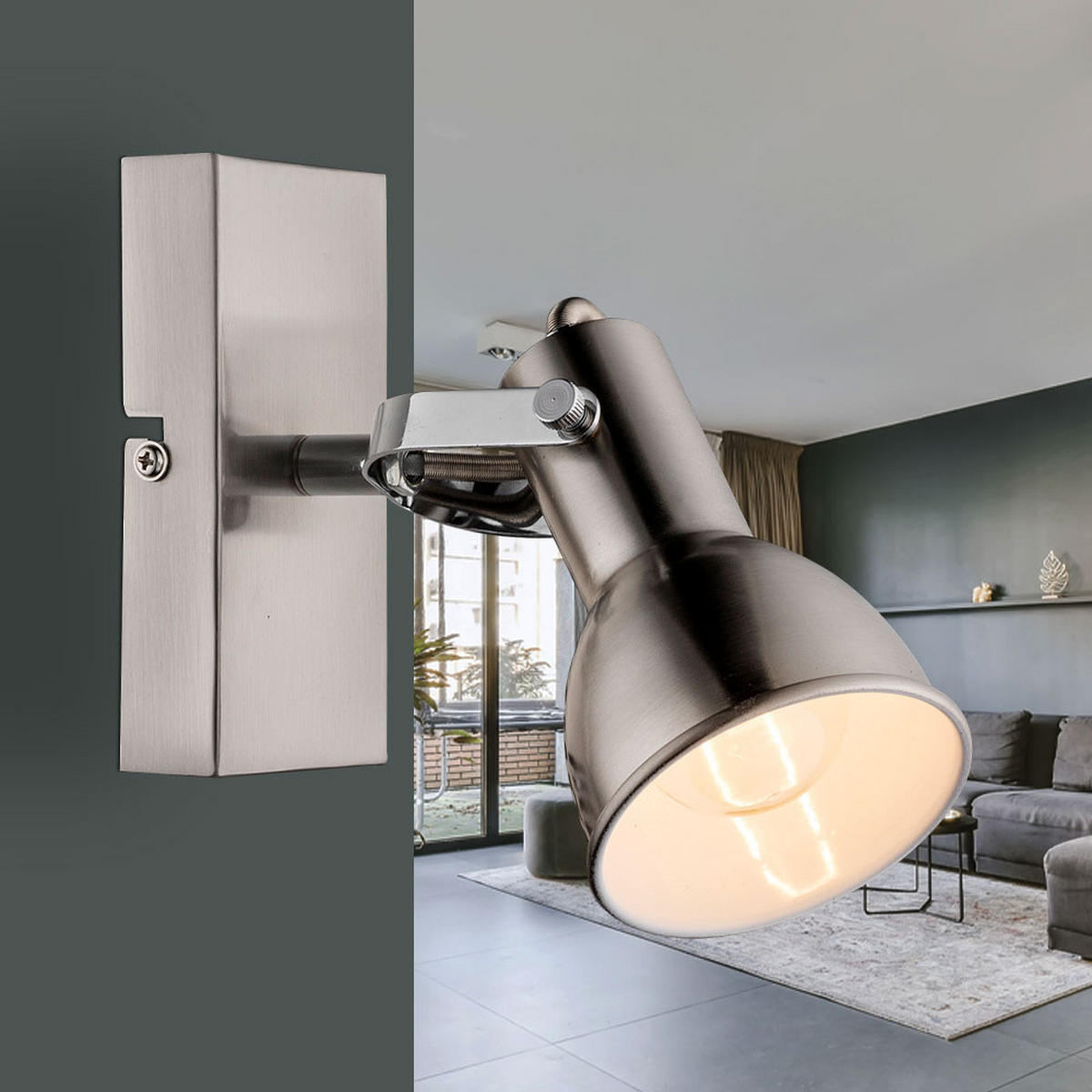 WANDLEUCHTE Metall Silber beweglicher Spot - Silberfarben, Metall (8/15.5/14cm) - Globo Lighting