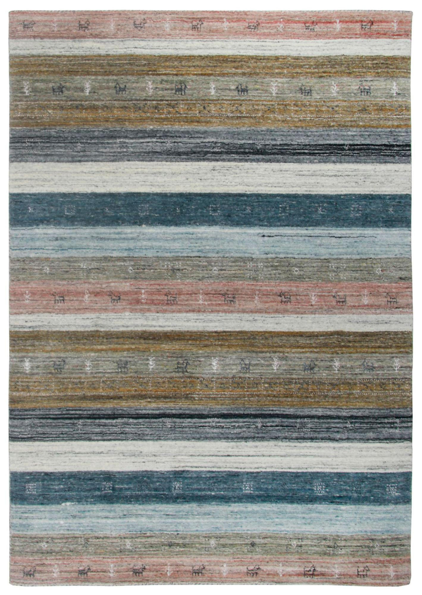 WOLLTEPPICH Nebraska Streifen Design 90x160 cm - Multicolor, Textil (90/160cm) - THEKO