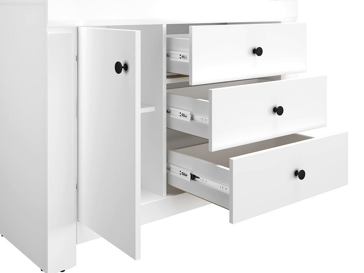 KOMMODE – 117 cm – Lahti – Weiß - Weiß, Holzwerkstoff (117/85/42cm) - hi-markt