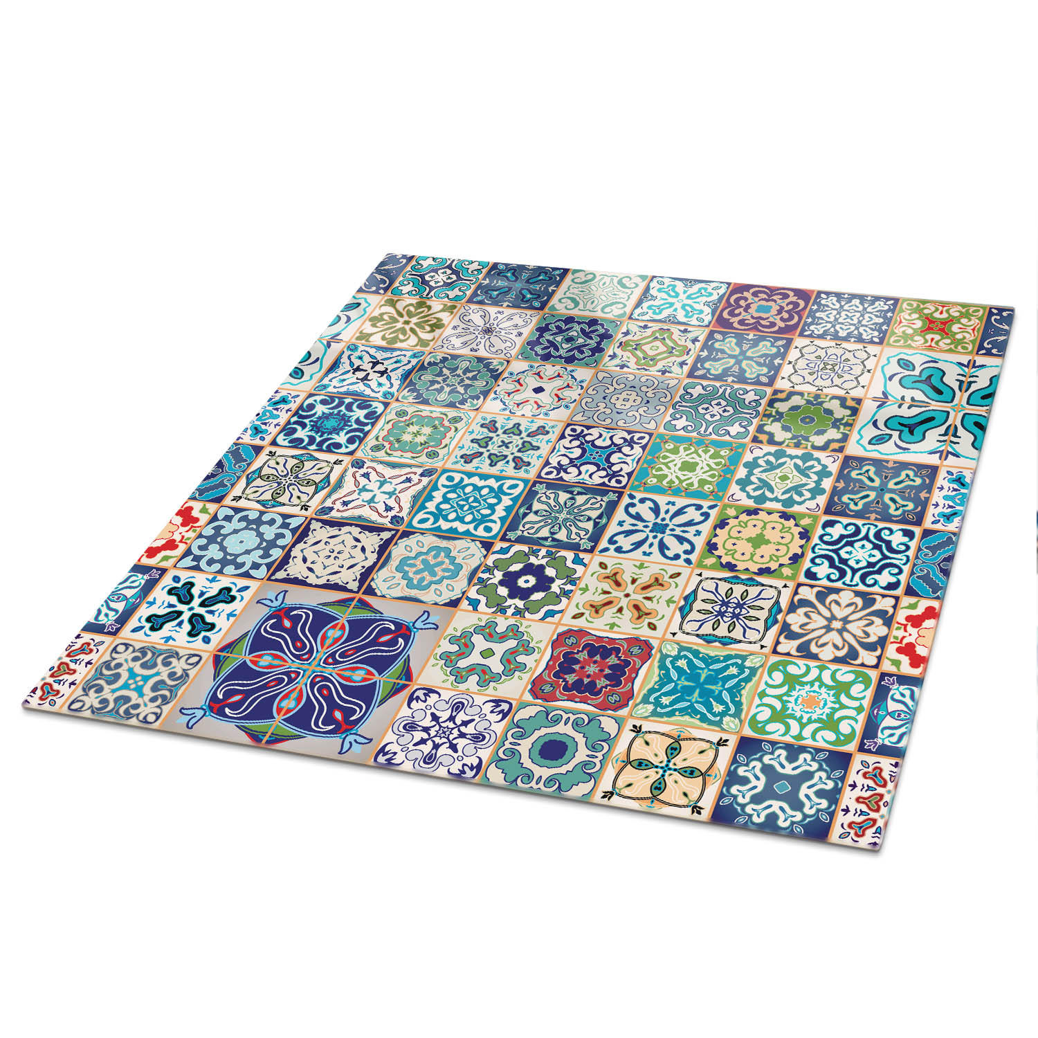 TISCHPLATTE 50x50 cm – Farbenfrohe Mosaike - Grau, Glas (50/50/0.4cm) - Wallfluent