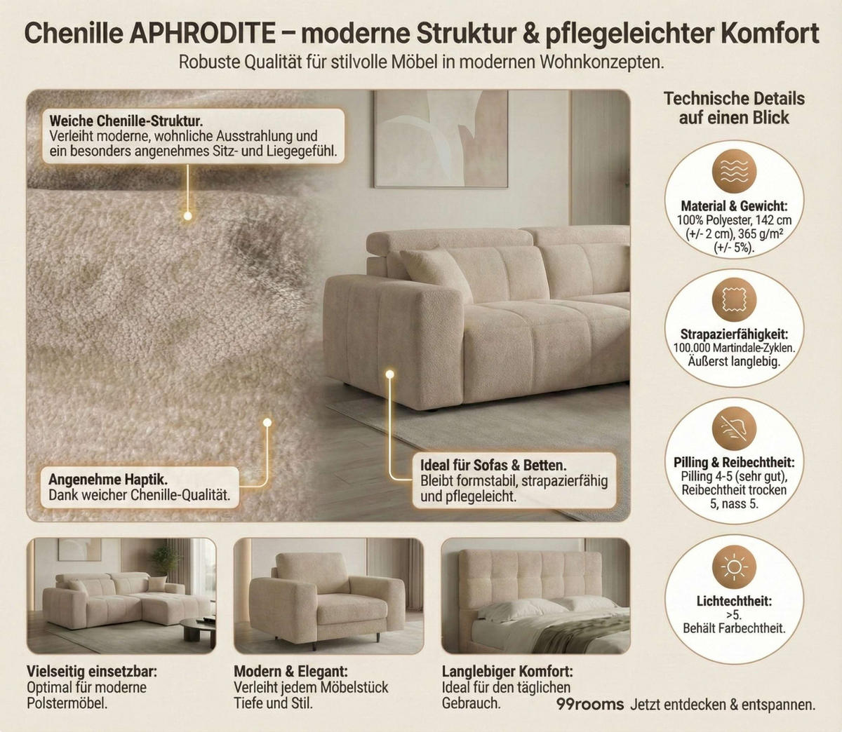 POLSTERBETT COZY Chenille Petrol 140/200 cm - Petrol/Schwarz, Textil/Metall (140/200cm) - 99rooms