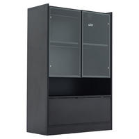 VITRINE mit 16-farbige LED-Beleuchtung in Schwarz Matt - Schwarz, Holz (35/120/80cm) - KOMHTOM