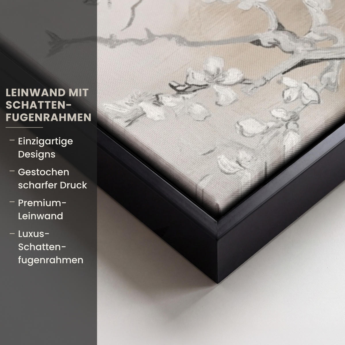 LEINWAND Bilder mit Rahmen - Mandelblüte - Kunst - Van Gogh - Beige - Abstrakt - 60x40 - Braun, Textil (60/40cm) - MuchoWow