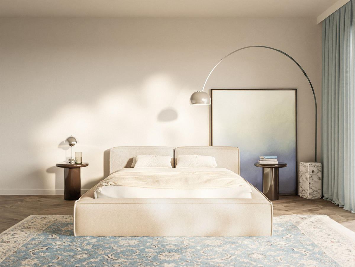 POLSTERBETT Tilves Slim Hellbeige 140x200 cm - Ecru/Schwarz, Kunststoff/Textil (140/200cm) - Selsey