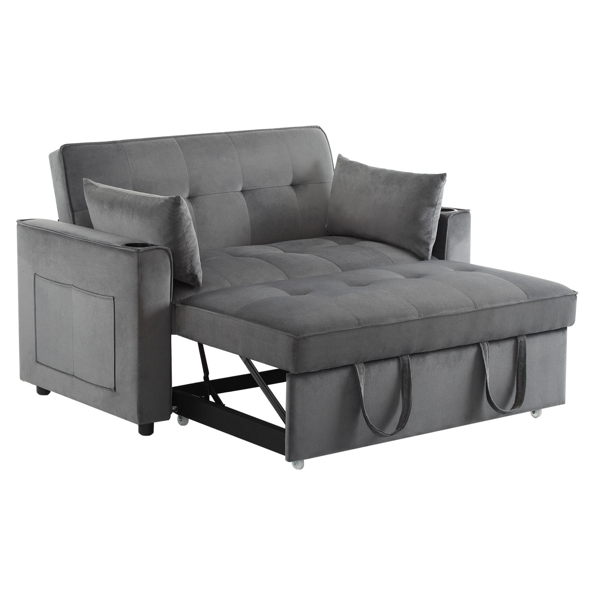 DOPPELSCHLAFSOFA 137x76.5x83 3-stufig, Samt, grau - Grau, Textil (76.5/83/137cm) - Luhomfu