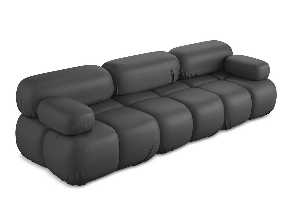 3-SITZER SOFA Kunstleder Grau - Beige/Schwarz, Leder/Kunststoff (285/70/96cm) - Makamii