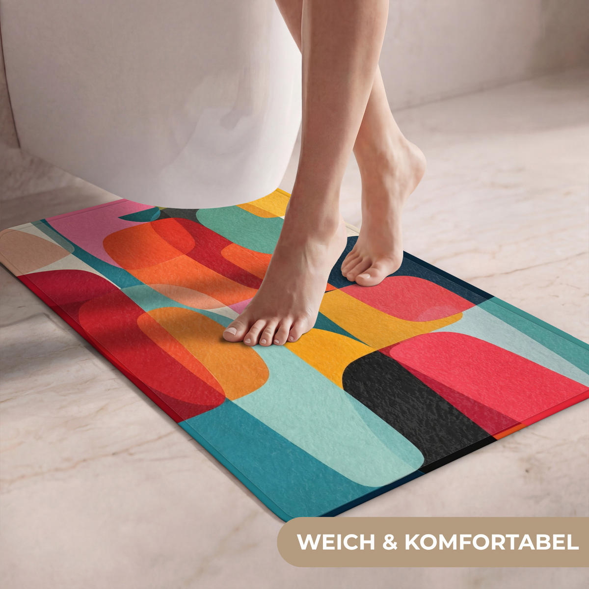 WC PŘEDLOŽKA Tvary - barevné - abstraktní - letadla 50x80 cm - různobarevná, textil/plast (50/1cm) - OnlyWow