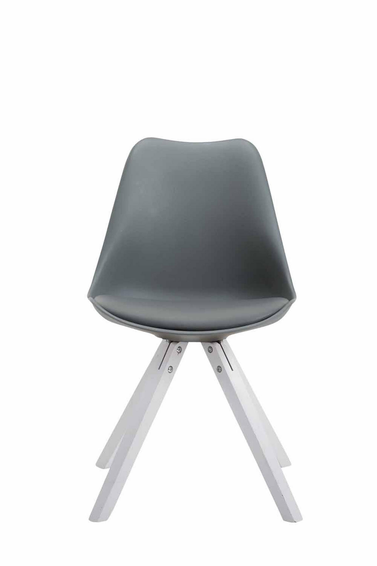 STUHL Lederlook grau - Weiß/Grau, Holz/Textil (47.5/83/55.5cm) - CLP