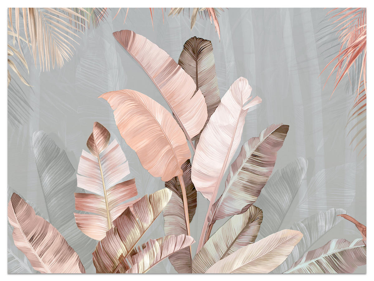FOTOTAPETA Pre Jedáleň Tropické Pastelové Banánové Listy 400 x 280 cm - hnedá/sivá, papier (400/280cm) - Muralo
