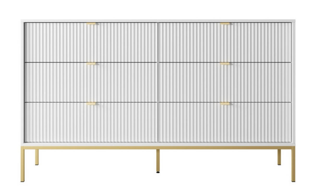 SIDEBOARD Weiß KS154 Glamour Stil Goldfarben - Weiß, Holzwerkstoff (154/91/39cm) - Sepro Meble