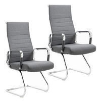 BESUCHERSTUHL OFFICE COMFORT 2er Set Stoff Dunkelgrau - Dunkelgrau/Anthrazit, Textil/Metall (56.5/110/64cm) - SVITA