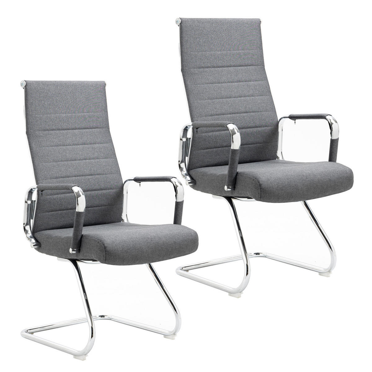 BESUCHERSTUHL OFFICE COMFORT 2er Set Stoff Dunkelgrau - Dunkelgrau/Anthrazit, Textil/Metall (56.5/110/64cm) - SVITA