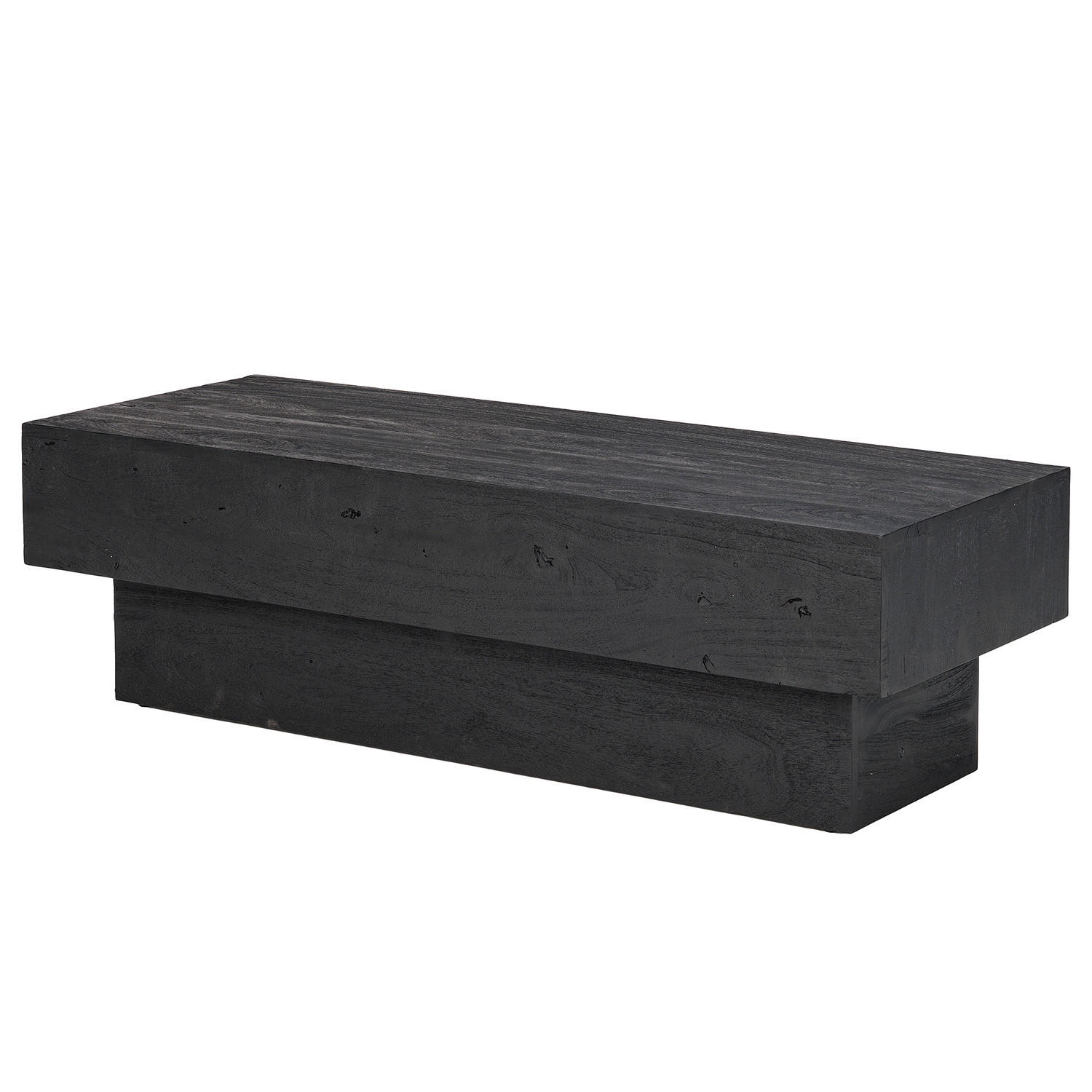 COUCHTISCH - Akazie massiv Schwarz - Schwarz/Akaziefarben, Holz (45/120/35cm) - home24