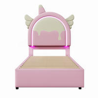 POLSTERBETT 90/200 cm mit LED-Lichtleiste und 2 Schubladen, Rosa - Pink, Kunststoff